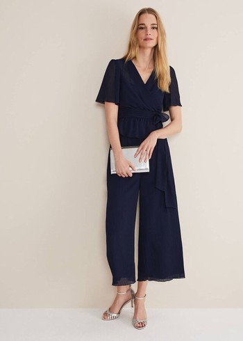 Phase Eight Aster Plisses Co-Ord Trousers Navy Canada | AEOGIR-735